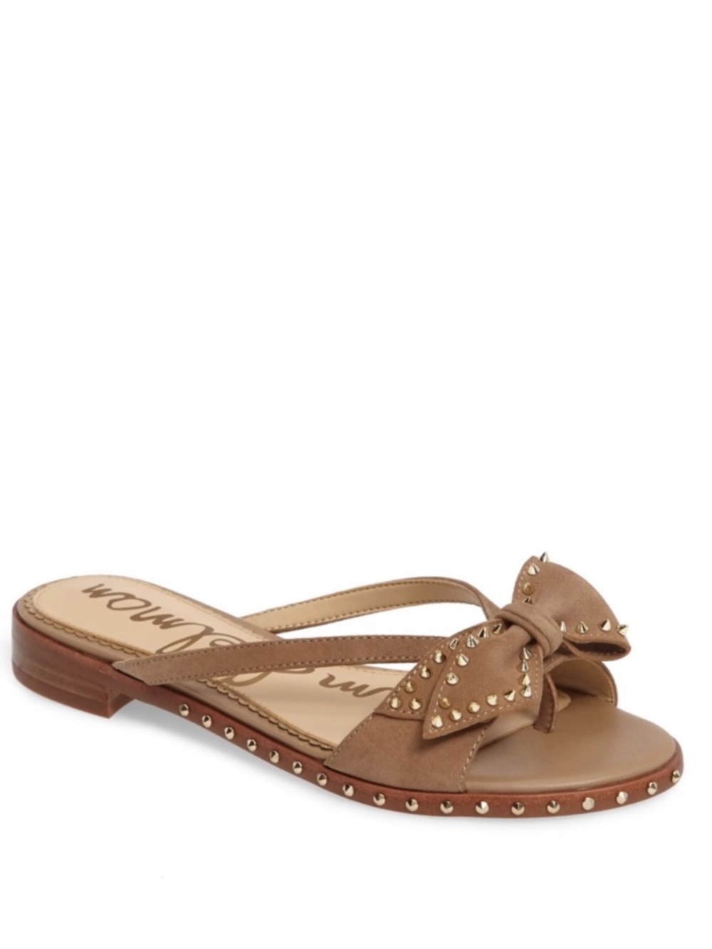 Sam Edelman Tan Studded Bow Slide Sandals